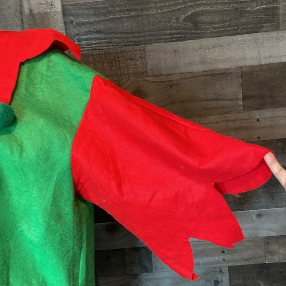 Men’s Christmas Elf costume red green festive holiday party Santa Halloween - Picture 4 of 14